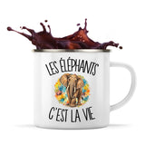 Mug Métal Émaillé Les éléphants c'est la vie