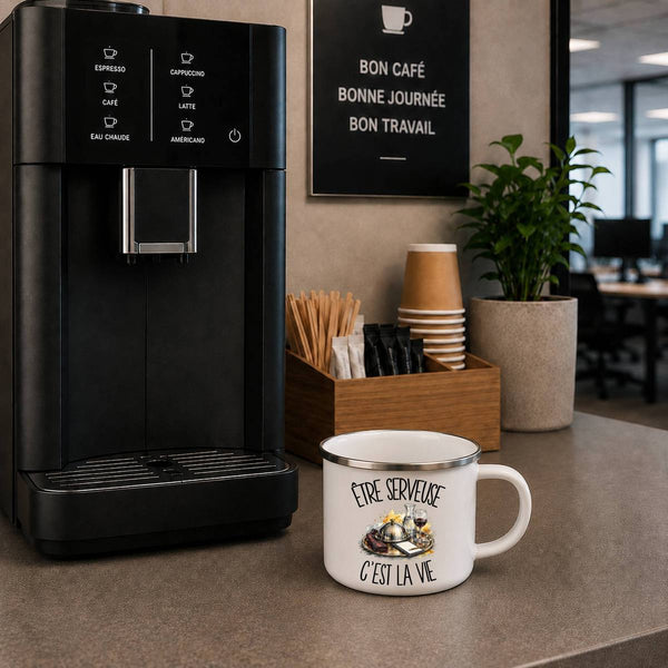 Mug Métal Émaillé Être serveuse c'est la vie