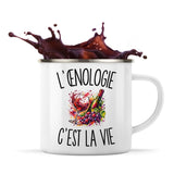 Mug Métal Émaillé L’Œnologie c’est la vie