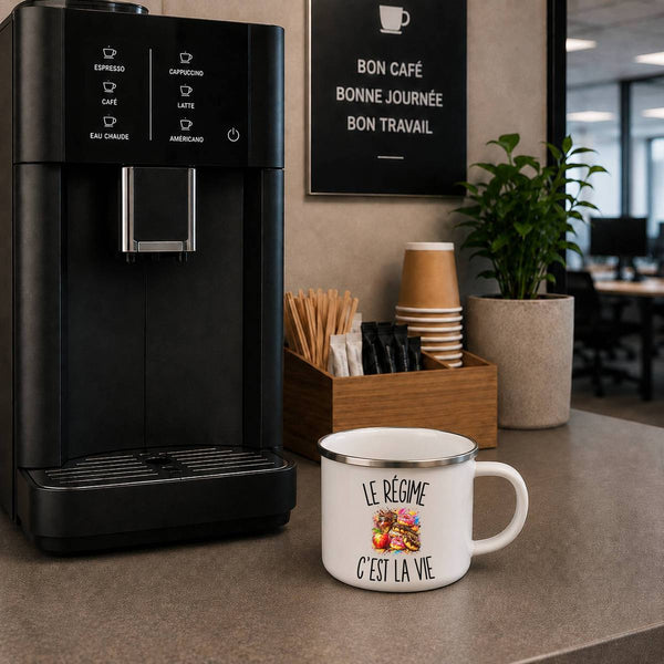 Mug Métal Émaillé Le Régime c’est la vie