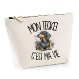 Trousse Beige Mon Teckel c'est ma vie