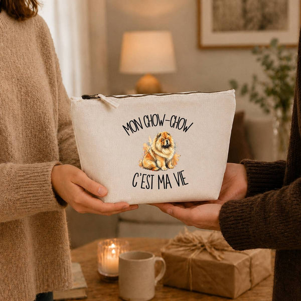 Trousse Beige Mon Chow-Chow c'est ma vie