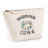 Trousse Beige Mon Bichon Maltais c'est ma vie