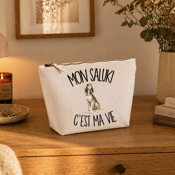Trousse Beige Mon Saluki c'est ma vie