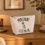 Trousse Beige Mon Saluki c'est ma vie
