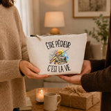 Trousse Beige Être pêcheur c'est la vie