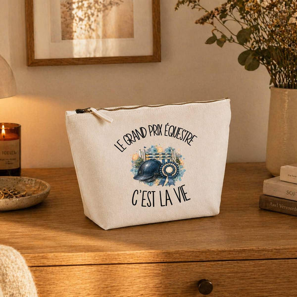 Trousse Beige Le grand prix équestre c'est la vie