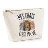 Trousse Beige Mes chats c'est ma vie