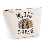 Trousse Beige Mes chats c'est ma vie