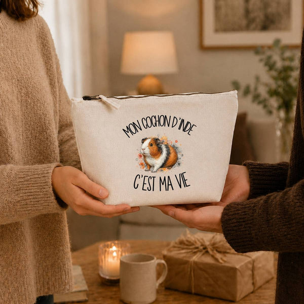 Trousse Beige Mon cochon d'Inde c'est ma vie