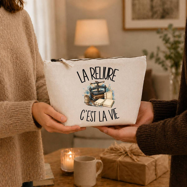 Trousse Beige La reliure c'est la vie