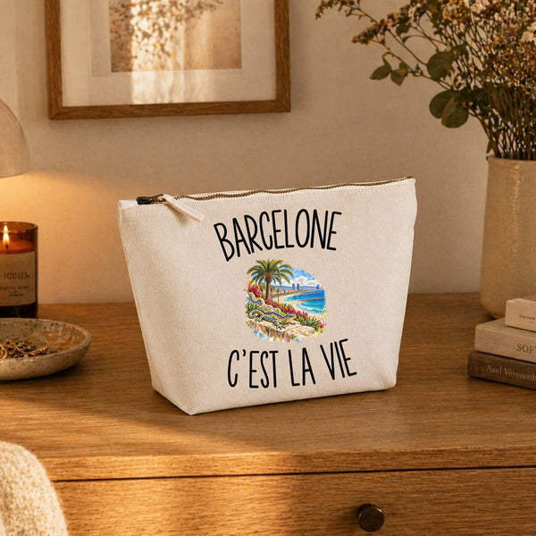 Trousse Beige Barcelone c’est la vie