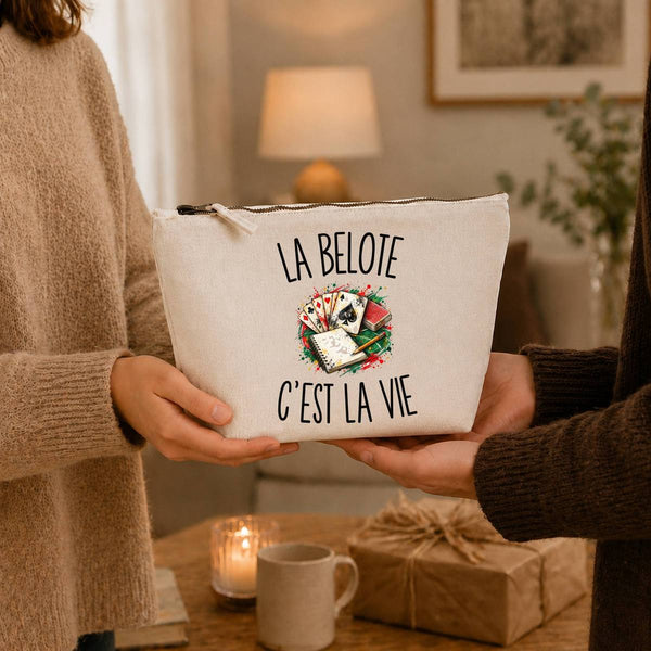 Trousse Beige La Belote c’est la vie