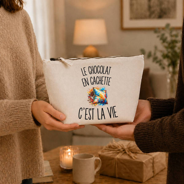Trousse Beige Le Chocolat en Cachette c’est la vie