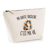 Trousse Beige Ma Chatte Tricolore c’est ma vie