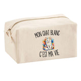 Trousse Multifonction Mon Chat Blanc c’est ma vie