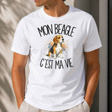 T-shirt Homme Blanc Mon Beagle c'est ma vie