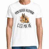 T-shirt Homme Blanc Mon Berger Allemand c'est ma vie