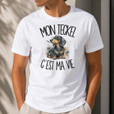 T-shirt Homme Blanc Mon Teckel c'est ma vie