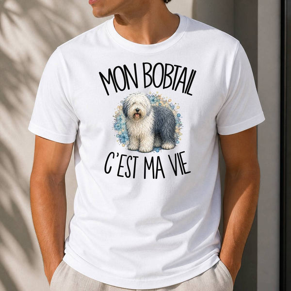 T-shirt Homme Blanc Mon Bobtail c'est ma vie