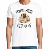 T-shirt Homme Blanc Mon Bullmastiff c'est ma vie