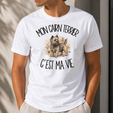 T-shirt Homme Blanc Mon Cairn Terrier c'est ma vie