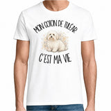 T-shirt Homme Blanc Mon Coton de Tuléar c'est ma vie