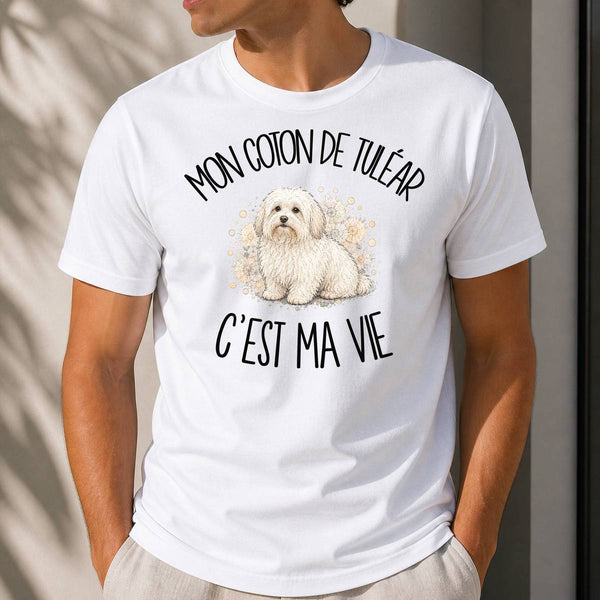 T-shirt Homme Blanc Mon Coton de Tuléar c'est ma vie