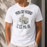 T-shirt Homme Blanc Mon Greyhound c'est ma vie
