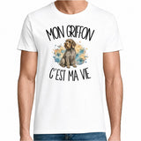 T-shirt Homme Blanc Mon Griffon c'est ma vie