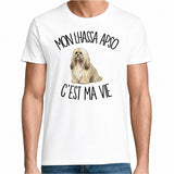 T-shirt Homme Blanc Mon Lhassa Apso c'est ma vie