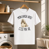 T-shirt Homme Blanc Mon Lhassa Apso c'est ma vie