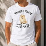 T-shirt Homme Blanc Mon Loulou de Poméranie c'est ma vie