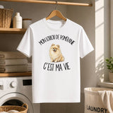 T-shirt Homme Blanc Mon Loulou de Poméranie c'est ma vie