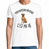 T-shirt Homme Blanc Mon Rhodesian Ridgeback c'est ma vie