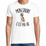 T-shirt Homme Blanc Mon Saluki c'est ma vie