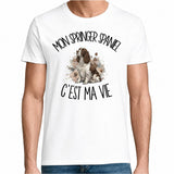 T-shirt Homme Blanc Mon Springer Spaniel c'est ma vie