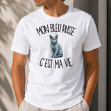 T-shirt Homme Blanc Mon Bleu Russe c'est ma vie