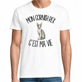 T-shirt Homme Blanc Mon Cornish Rex c'est ma vie