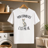 T-shirt Homme Blanc Mon Cornish Rex c'est ma vie