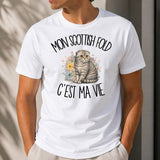 T-shirt Homme Blanc Mon Scottish Fold c'est ma vie