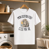 T-shirt Homme Blanc Mon Scottish Fold c'est ma vie