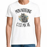T-shirt Homme Blanc Mon Nebelung c'est ma vie