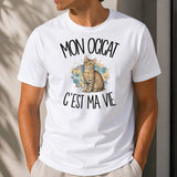 T-shirt Homme Blanc Mon Ocicat c'est ma vie