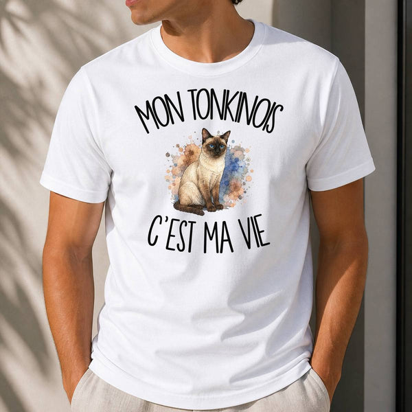 T-shirt Homme Blanc Mon Tonkinois c'est ma vie
