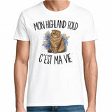 T-shirt Homme Blanc Mon Highland Fold c'est ma vie