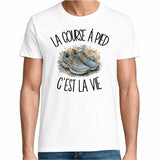 T-shirt Homme Blanc La course à pied c'est la vie
