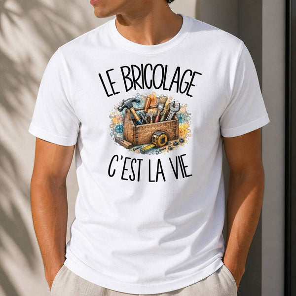 T-shirt Homme Blanc Le bricolage c'est la vie
