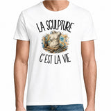 T-shirt Homme Blanc La sculpture c'est la vie