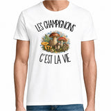 T-shirt Homme Blanc Les champignons c'est la vie